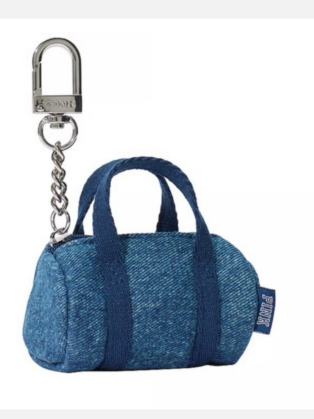 Victoria's Secret PINK Mini Duffle Denim Keychain Charm